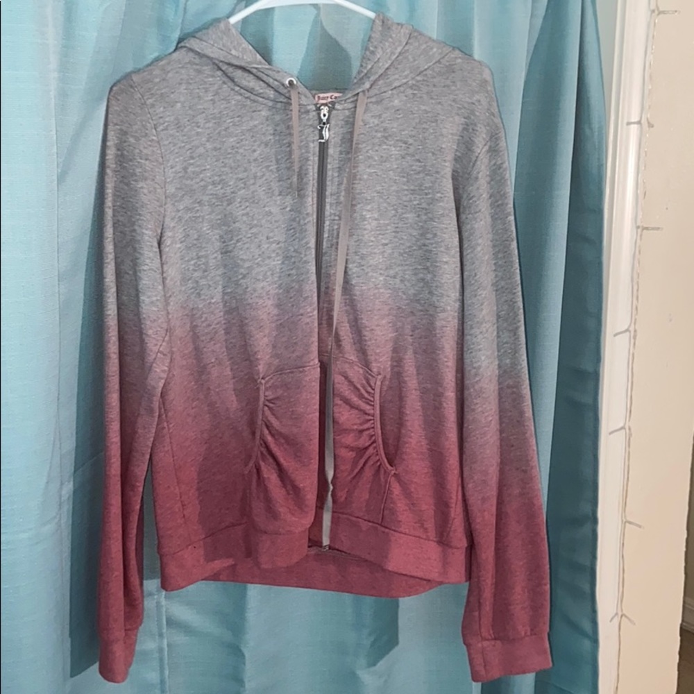 Gray and pink zip-up hoodie